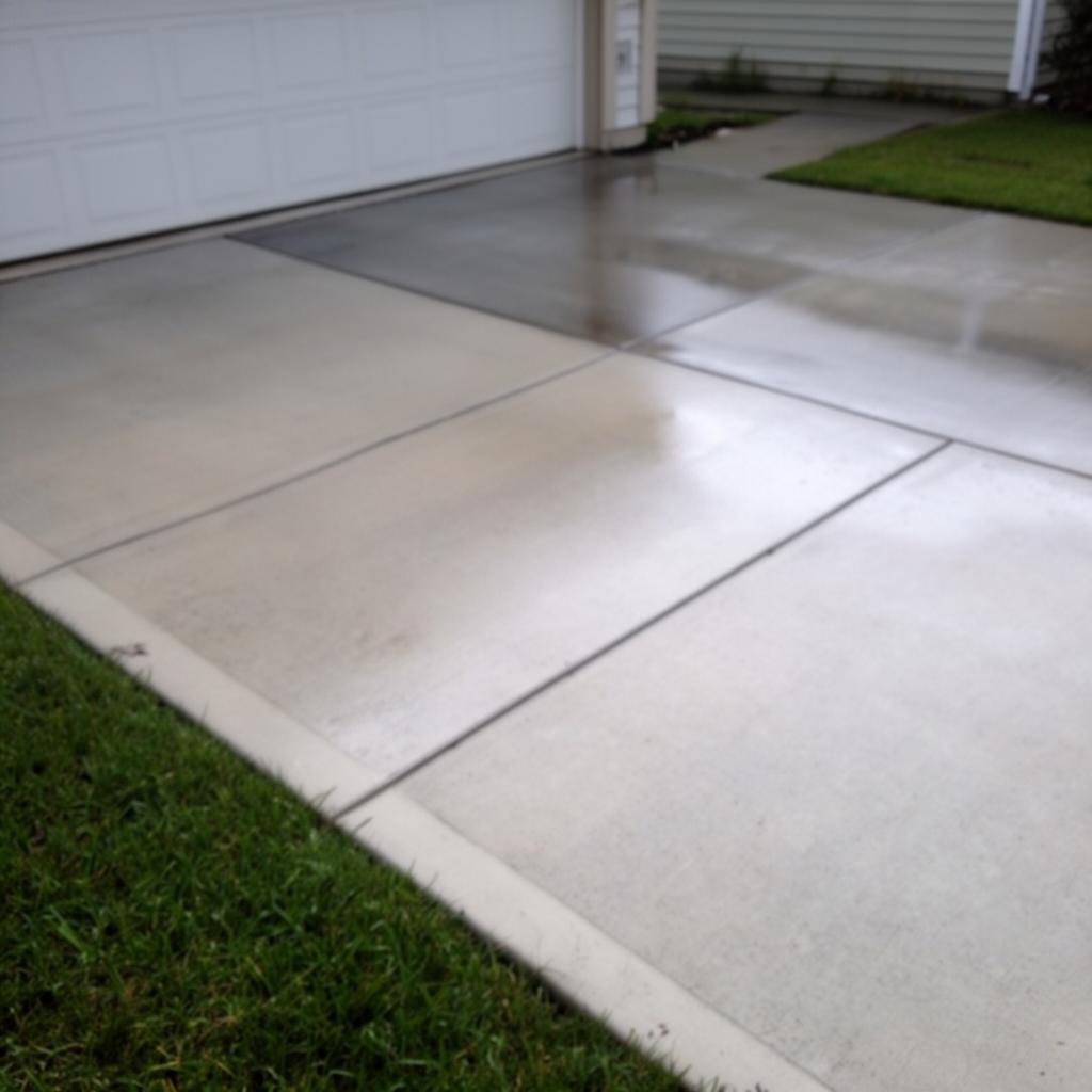 Clean driveway after pressure washing